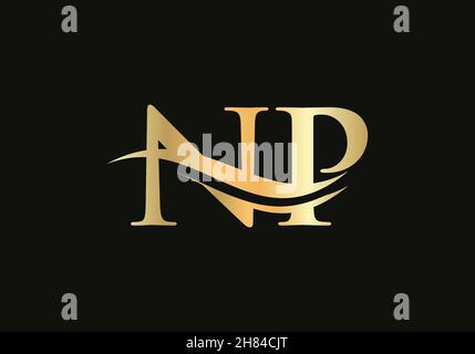 Elegant and stylish NP logo design for your company. NP letter logo. NP Logo for luxury branding. Stock Vector
