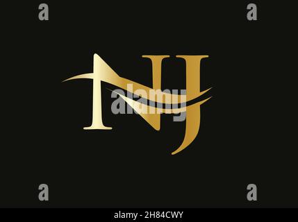 Letter NJ Logo Design for business and company identity. Creative NJ letter with luxury concept Stock Vector