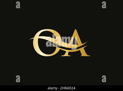 Initial OA letter linked logo vector template. Swoosh letter OA logo design. O A Logo design with modern trendy Stock Vector