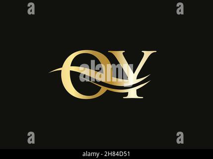 Swoosh Letter OY Logo Design for business and company identity. Water Wave OY Logo with modern trendy Stock Vector