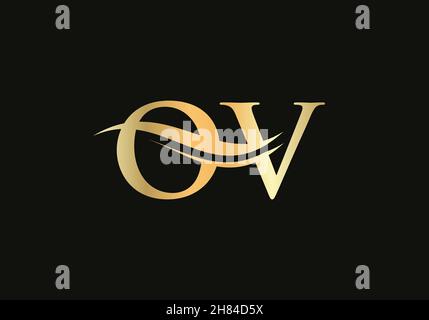 Modern OV logotype for luxury branding. Initial OV letter business logo design vector Stock Vector