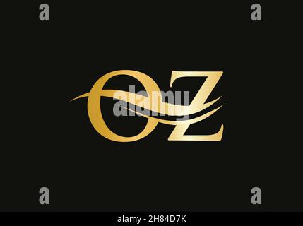 Water Wave OZ Logo Vector. Swoosh Letter OZ Logo Design for business and company identity Stock Vector