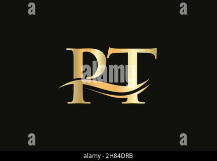 Swoosh Letter PT Logo Design for business and company identity. Water Wave PT Logo with modern trendy Stock Vector