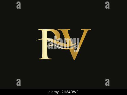 Modern PV logotype for luxury branding. Initial PV letter business logo design vector Stock Vector