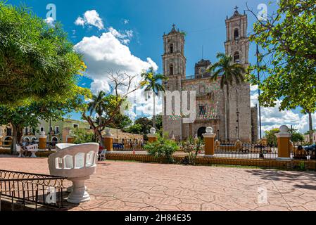 Central park in magic town of Valladolid, Mexico Stock Photo