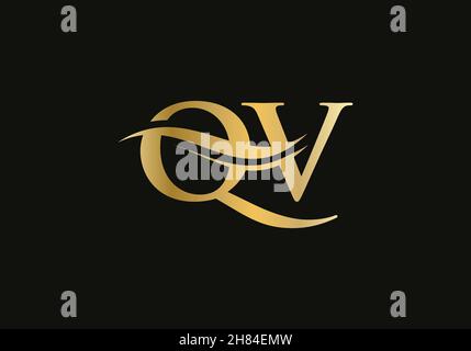 Modern QV logotype for luxury branding. Initial QV letter business logo design vector Stock Vector
