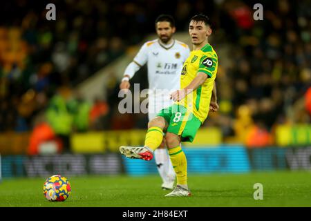 Carrow Road, Norwich, Norforlk, UK. 27th Nov, 2021. Premier League football, Norwich versus Wolverhampton Wanderers; Billy Gilmour of Norwich City Credit: Action Plus Sports/Alamy Live News Stock Photo