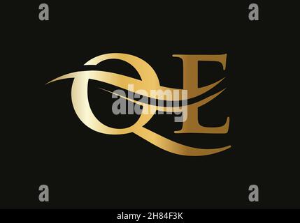 premium QE logo monogram with gold circle frame. luxury initials design ...