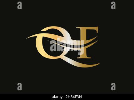 Modern letter QF logo design Vector. Initial linked letter QF logo design with creative, minimal and modern trendy Stock Vector