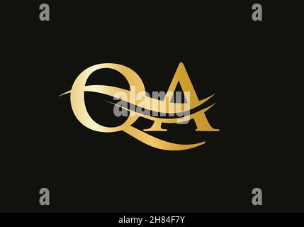 Initial QA letter linked logo vector template. Swoosh letter QA logo design. Q A Logo design with modern trendy Stock Vector