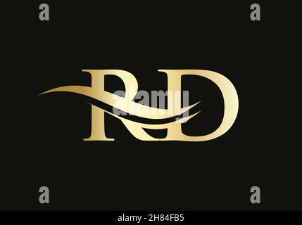 Gold RD letter logo design. RD logo design with creative and modern trendy Stock Vector