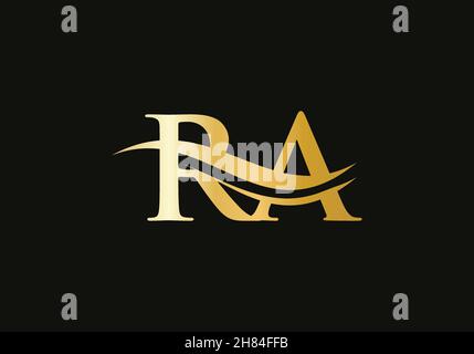 Initial RA letter linked logo vector template. Swoosh letter RA logo design. R A Logo design with modern trendy Stock Vector