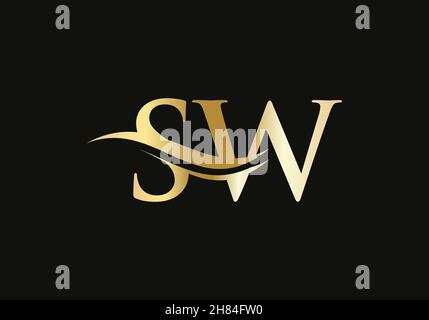 Initial Letter SW Linked Logo for business and company identity. Modern Letter SW Logo Vector Template with modern trendy Stock Vector