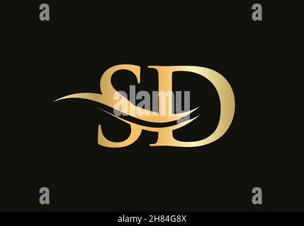 Gold SD letter logo design. SD logo design with creative and modern trendy Stock Vector