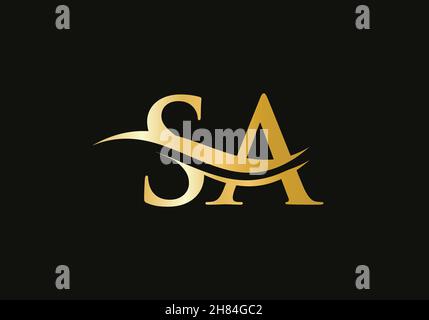 Initial SA letter linked logo vector template. Swoosh letter SA logo design. S A Logo design with modern trendy Stock Vector