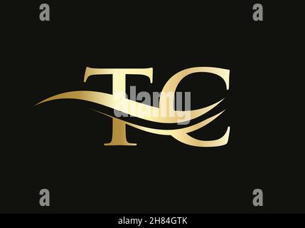 Initial Gold letter TC logo design. TC logo design with modern trendy Stock Vector