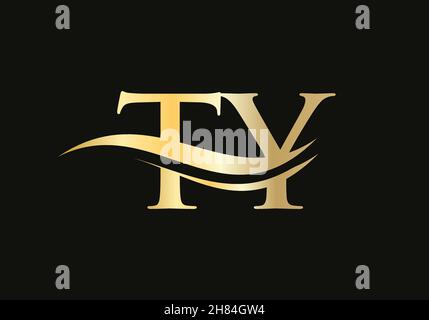 Swoosh Letter TY Logo Design for business and company identity. Water Wave TY Logo with modern trendy Stock Vector