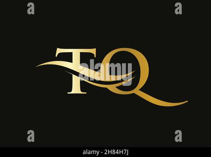 premium TQ logo monogram with gold circle frame. luxury initials design ...