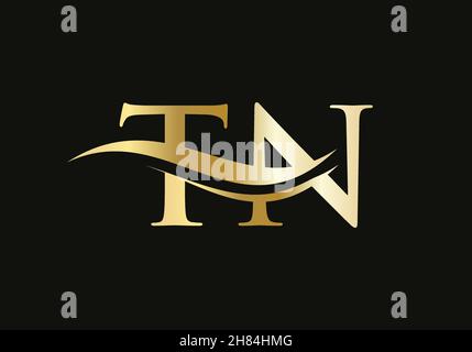 TN letter logo design. Premium Letter TN Logo Design with water wave concept Stock Vector