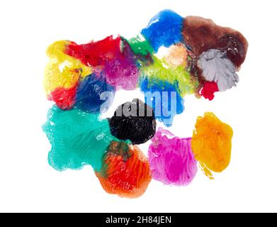multicolor splash watercolor on white background isolated Stock Photo