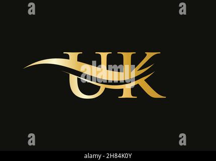 Modern UK Logo Design for business and company identity. Creative UK letter with luxury concept Stock Vector
