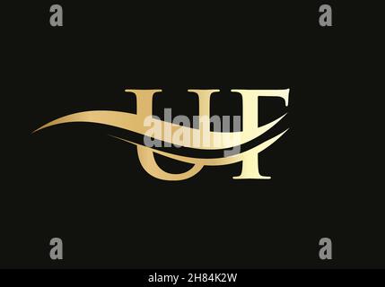 Modern letter UF logo design Vector. Initial linked letter UF logo design with creative, minimal and modern trendy Stock Vector