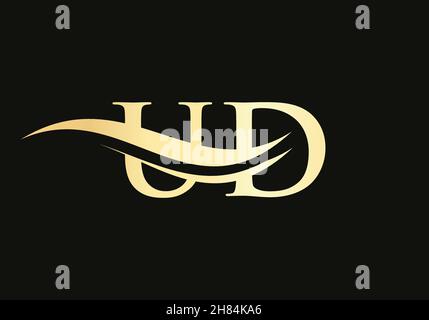 Gold UD letter logo design. UD logo design with creative and modern trendy Stock Vector