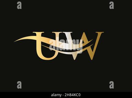 Initial Letter UW Linked Logo for business and company identity. Modern Letter UW Logo Vector Template with modern trendy Stock Vector