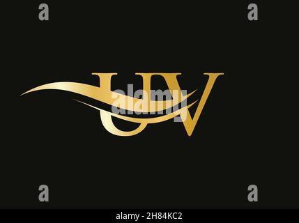 Modern UV logotype for luxury branding. Initial UV letter business logo design vector Stock Vector