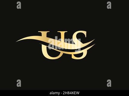 US Linked Logo for business and company identity. Creative Letter US Logo Vector Stock Vector