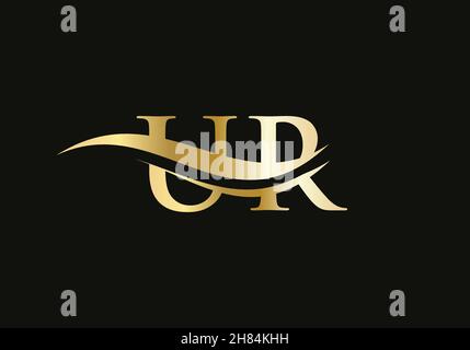 Swoosh Letter UR Logo Design for business and company identity. Water Wave UR Logo with modern trendy Stock Vector