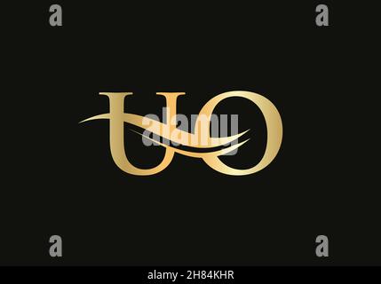 UO Letter Linked Logo for business and company identity. Initial Letter UO Logo Vector Template Stock Vector