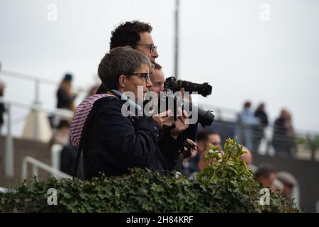 Ascot, Berkshire, UK. 20th November, 2021. Royal fans come to photograph Camilla, Duchess of Cornwall and President of the Ebony Horse Club in Brixton Credit: Maureen McLean/Alamy Stock Photo