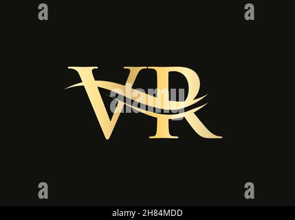 Swoosh Letter VR Logo Design for business and company identity. Water Wave VR Logo with modern trendy Stock Vector