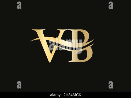 VB V B Letter Logo Design with Swoosh and Black Brush Stroke. Modern ...