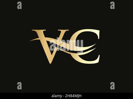 Initial Gold letter VC logo design. VC logo design with modern trendy Stock Vector