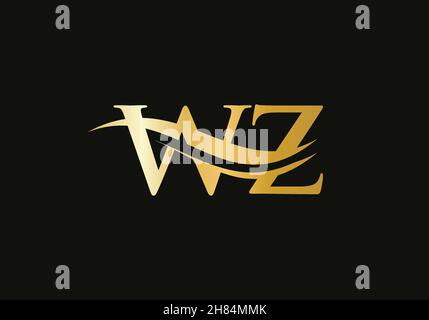 Water Wave WZ Logo Vector. Swoosh Letter WZ Logo Design for business and company identity Stock Vector