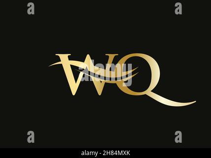 Water Wave WQ Logo Vector. Swoosh Letter WQ Logo Design for business and company identity Stock Vector
