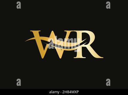 Swoosh Letter WR Logo Design for business and company identity. Water Wave WR Logo with modern trendy Stock Vector