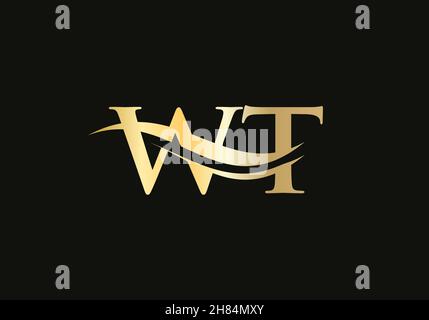 Initial Letter WT Linked Logo for business and company identity. Modern Letter WT Logo Vector Template with modern trendy Stock Vector