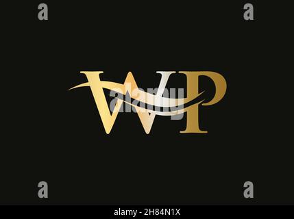 Elegant and stylish WP logo design for your company. WP letter logo. WP Logo for luxury branding. Stock Vector