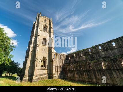 Fountaina Abbey, Ripon, North Yorkshire, England - Cistercian abbey mostly dating from 13th to 15th centuries. Abbot Huby's 160 ft tower early 1500s.