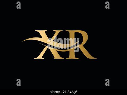 Swoosh Letter XR Logo Design for business and company identity. Water Wave XR Logo with modern trendy Stock Vector