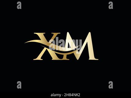 Premium Letter XM Logo Design with water wave concept. XM letter logo design with modern trendy Stock Vector