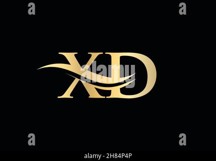 Gold XD letter logo design. XD logo design with creative and modern trendy Stock Vector