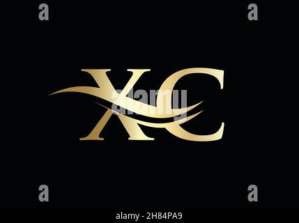 Initial Gold letter XC logo design. XC logo design with modern trendy Stock Vector
