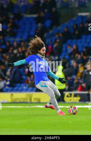 Brighton, UK. 27th Nov, 2021. Marc Cucurella of Brighton and Hove Albion warms up before the Premier League match between Brighton & Hove Albion and Leeds United at The Amex on November 27th 2021 in Brighton, England. (Photo by Jeff Mood/phcimages.com) Credit: PHC Images/Alamy Live News Stock Photo