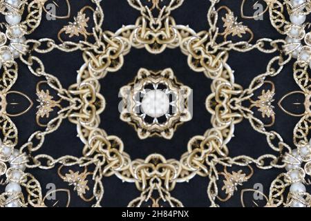 Abstract Golden Forms mandala Pattern, coming from a fractal design. Esoteric seamless background. Stock Photo