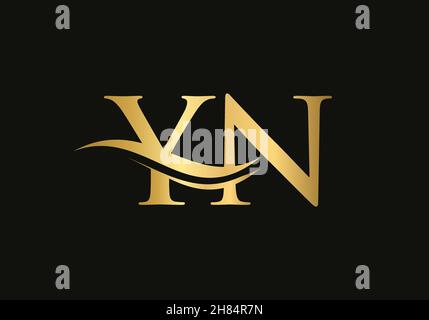 YN letter logo design. Premium Letter YN Logo Design with water wave concept Stock Vector