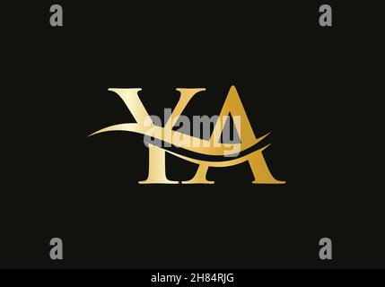 Initial YA letter linked logo vector template. Swoosh letter YA logo design. Y A Logo design with modern trendy Stock Vector
